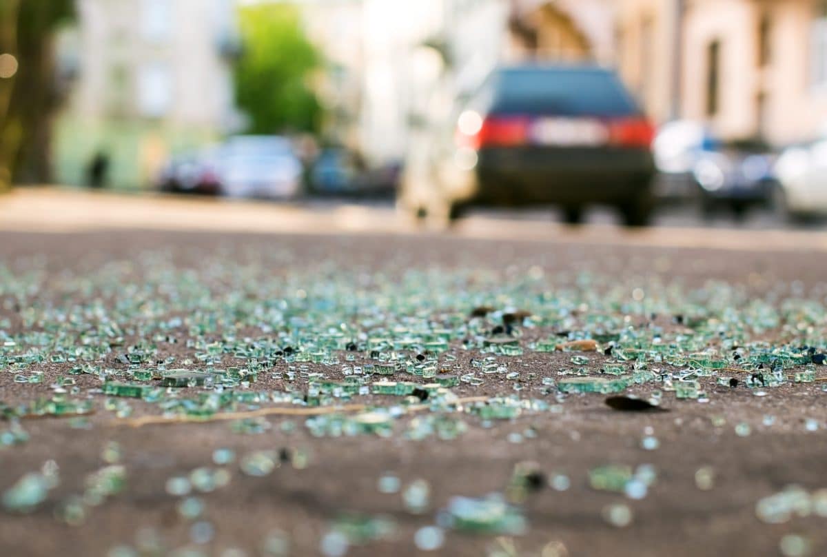 debris after a car accident in Baton Rouge