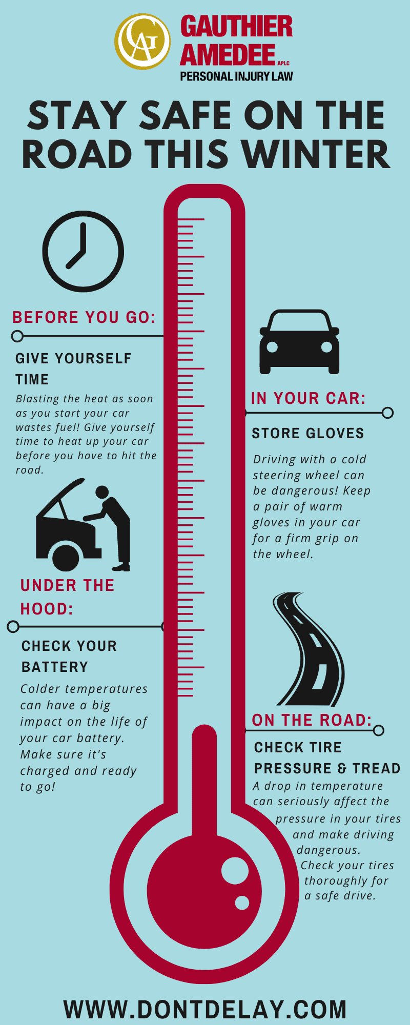 Baton Rouge, LA, winter driving tips infographic